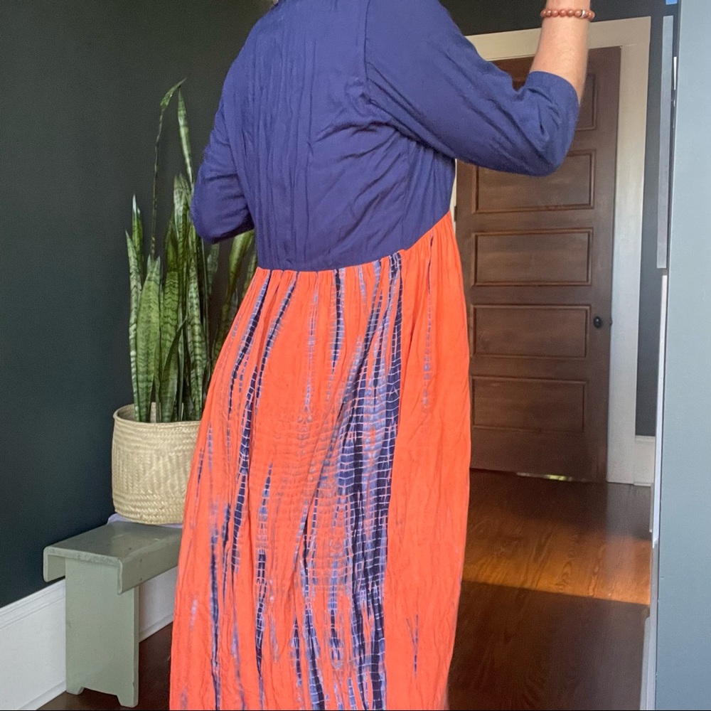 The Ratzt Staple Blue and Orange Tie Dyed Maxi Dress - Picture 8 of 10